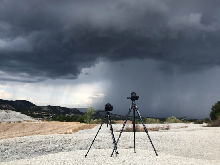 Dos cámara capturando timelapse de la tormenta simultáneamente.